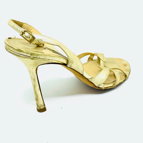 Jimmy Choo: Metallic Gold Lame & Leather, Sandals/ - Picture 9 of 16